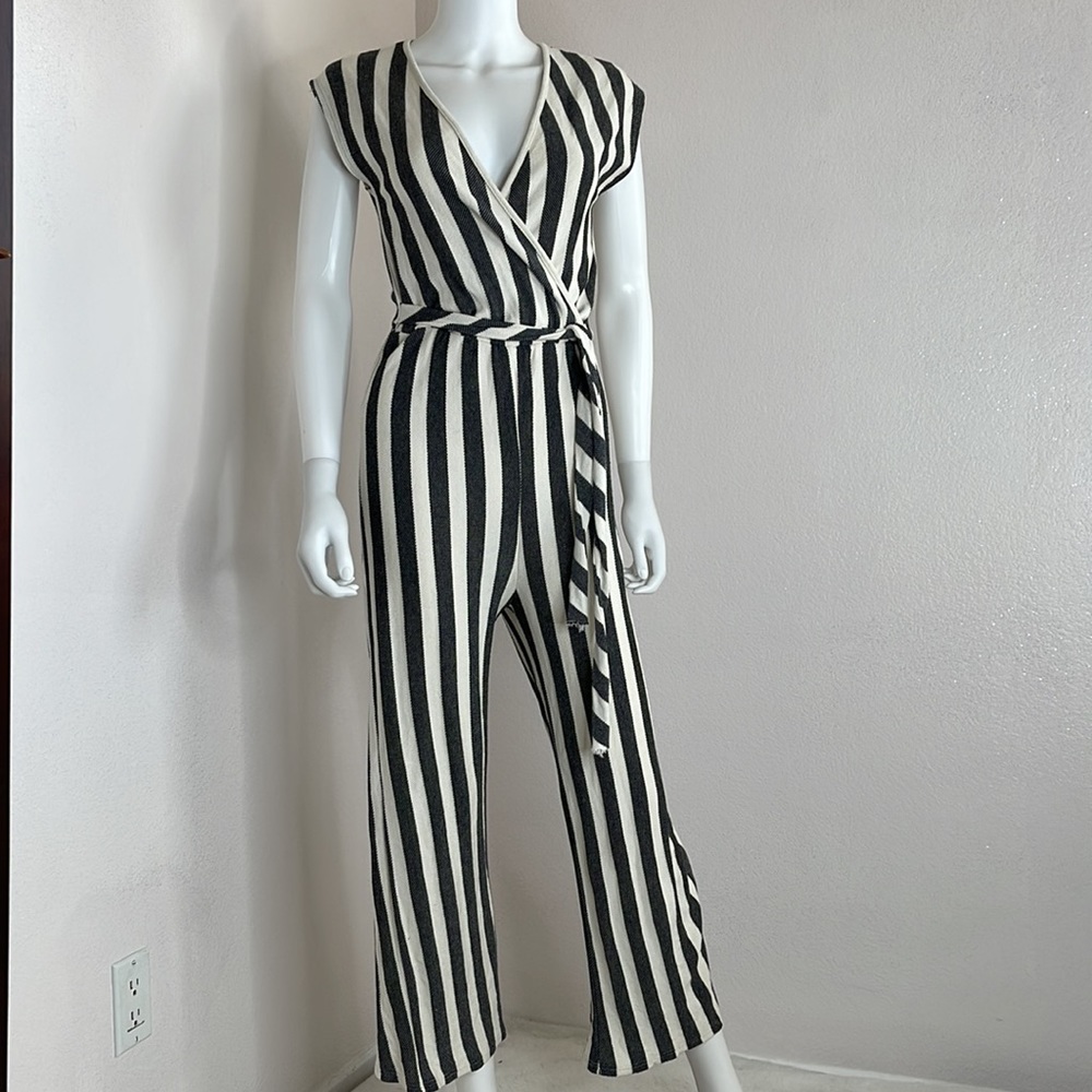Caution to the Wind S stripe knit jumpsuit
